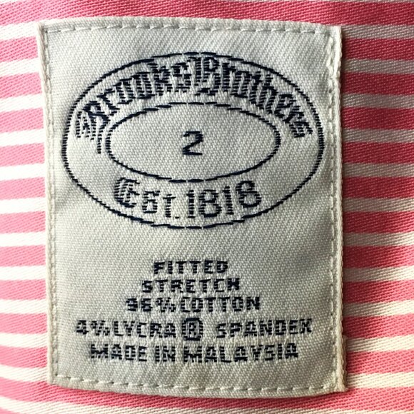 🐑 𝐁𝐑𝐎𝐎𝐊𝐒 𝐁𝐑𝐎𝐓𝐇𝐄𝐑𝐒 🐑 French Cuff Blouse Pink/White Stripe NEW!! - Picture 7 of 11